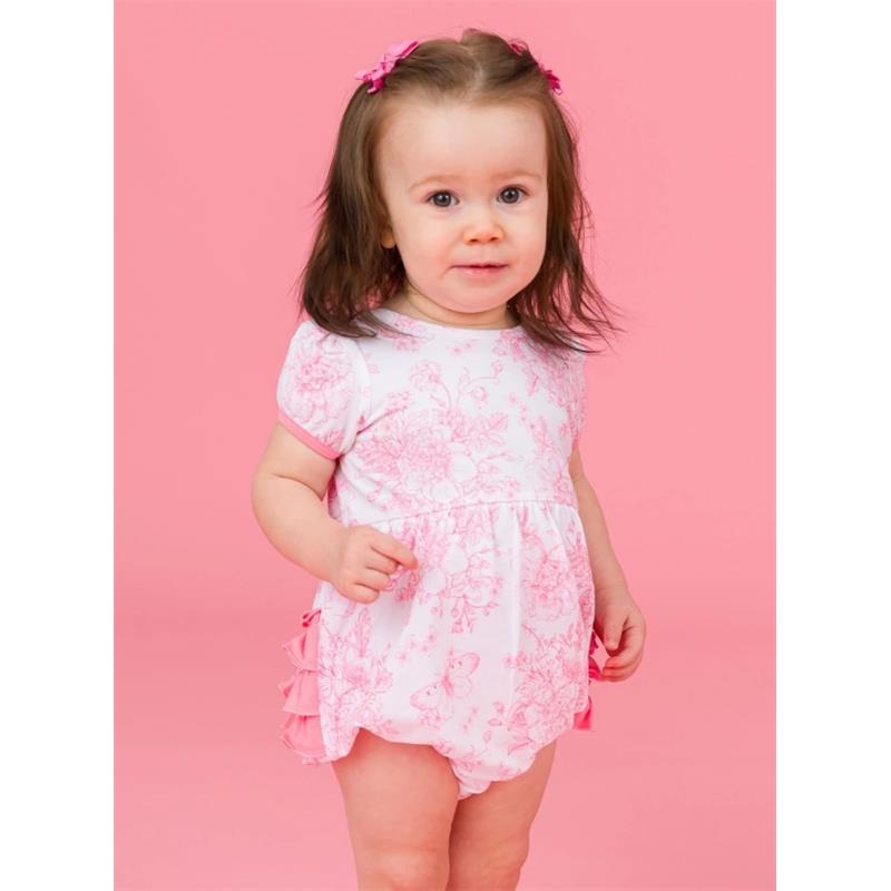 Rufflebutts – Baby Girl Puff Short Sleeve Bow Bubble Romper