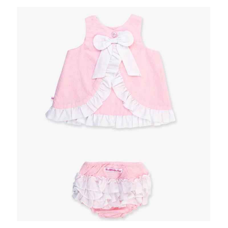 Rufflebutts – Baby Girls Pink & White Swing Top & Bloomer Set Pink