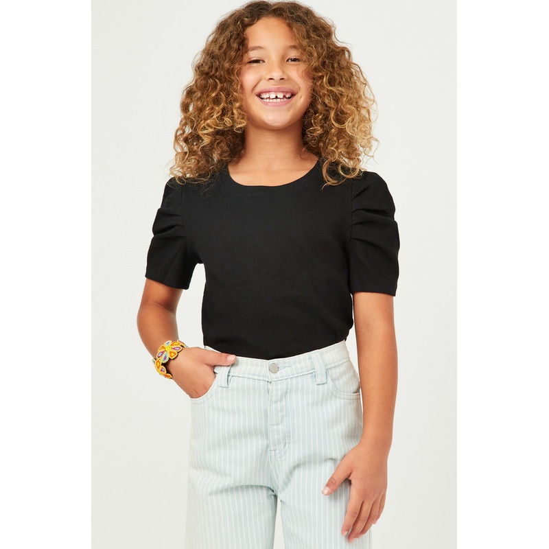 Black Ruffle Sleeve Shirt Youth Small
