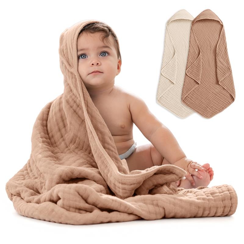Comfy Cubs – 2Pk Hooded Baby Towel Cedar & Sand