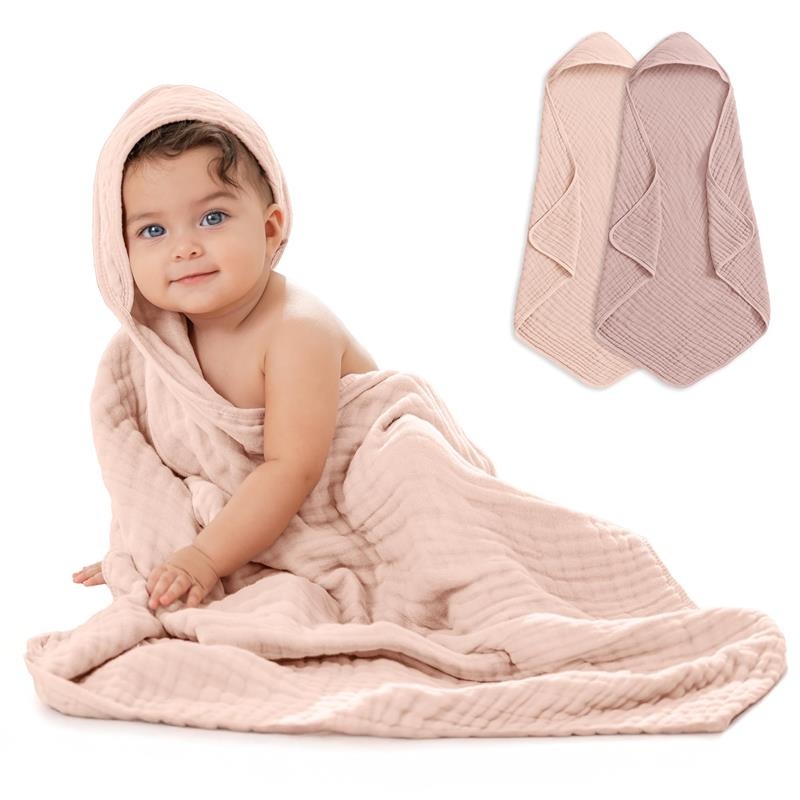 Comfy Cubs – 2Pk Hooded Baby Towel Mauve & Blush