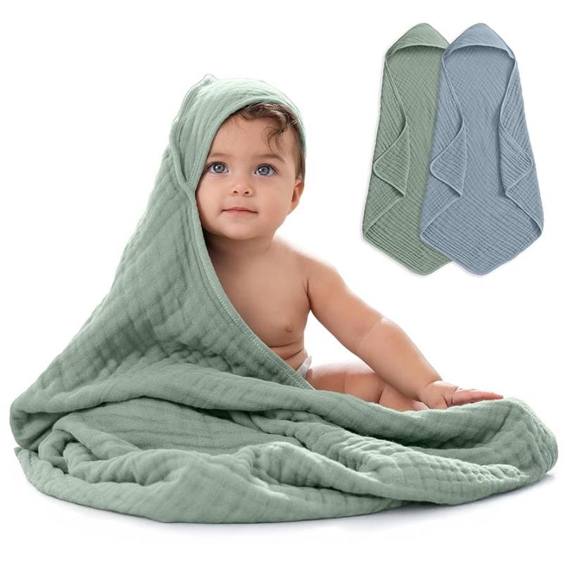 Comfy Cubs – 2Pk Hooded Baby Towel Pacific Blue & Fern
