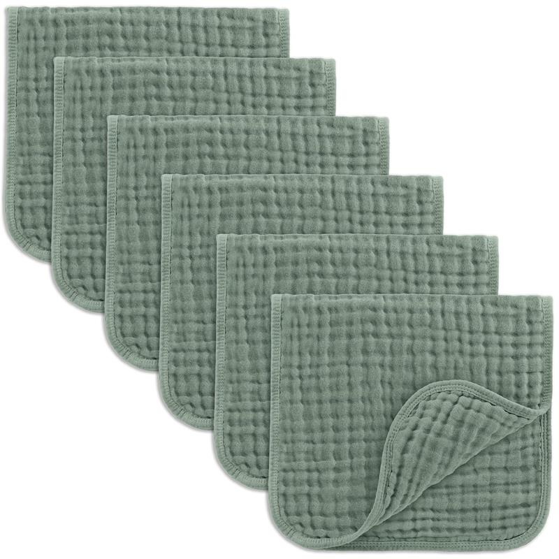 Comfy Cubs – 6Pk Muslin Burp Cloths Fern