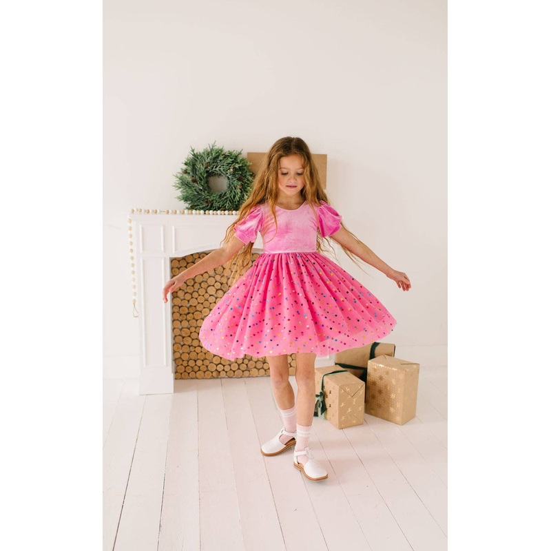 Diana Dress in Bubblegum Confetti 2T