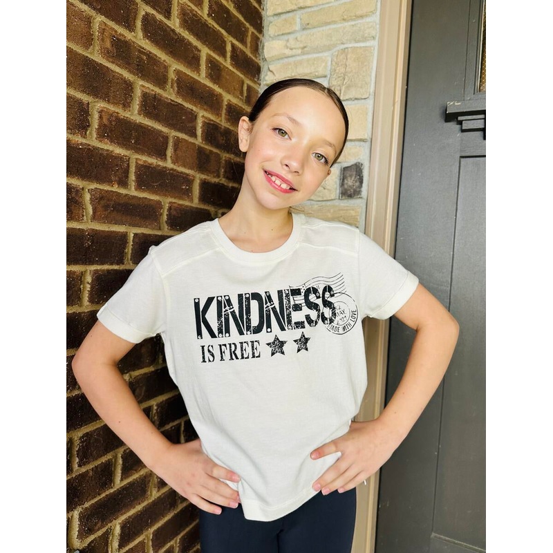 Paper Flower Kindness Is Free Love Always Wins Front Back Rhinestone Tee | Gardenia S