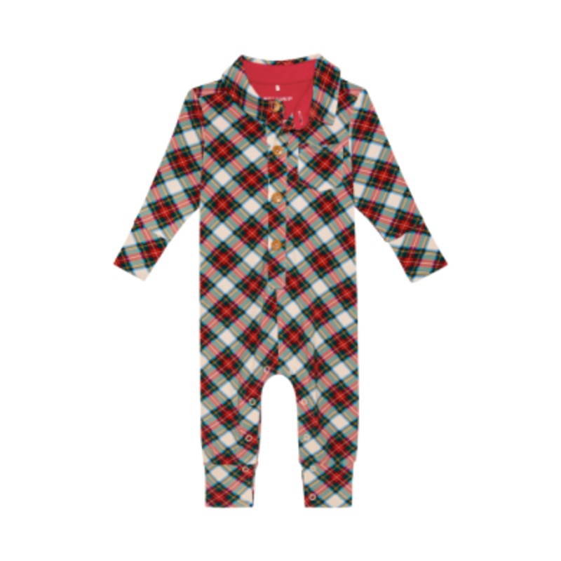 Posh Peanut Marqui Long Sleeve Collared Henley Long Romper 2T
