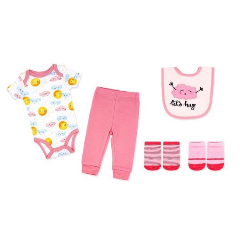 Rose Textiles – 5Pk Baby Girls Set, Pink Let’s Hug