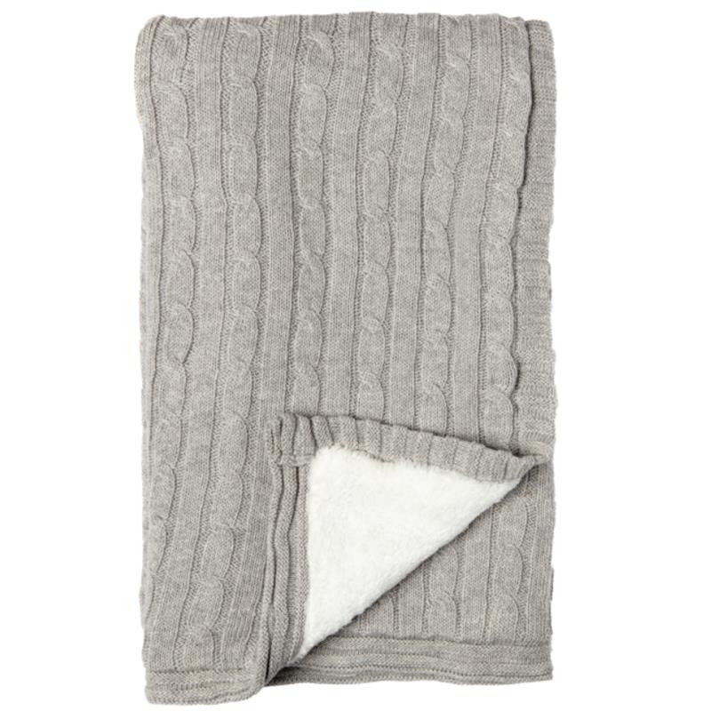 Rose Textiles – Grey Cable-Knit Sherpa Blanket