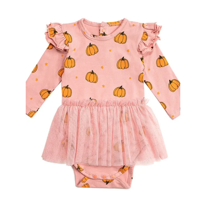 Sweet Wink Pumpkin Blush Long Sleeve Tutu Bodysuit
