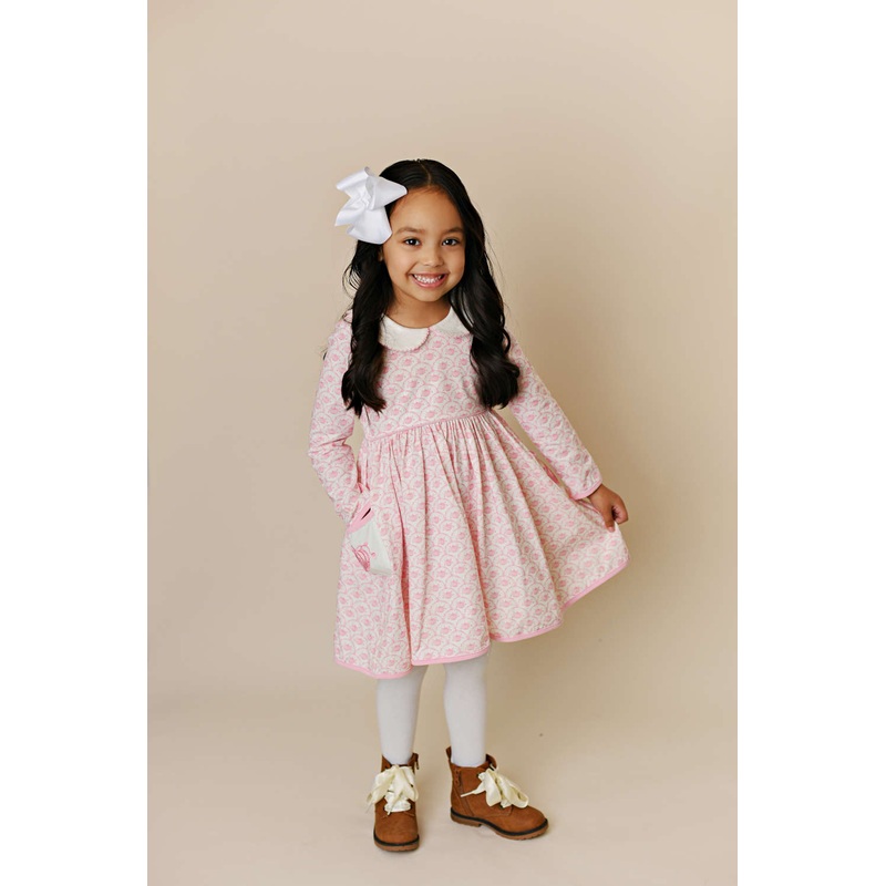 Swoon Baby Clothing Pink Pumpkin Embroidery Proper Dress 9-12M