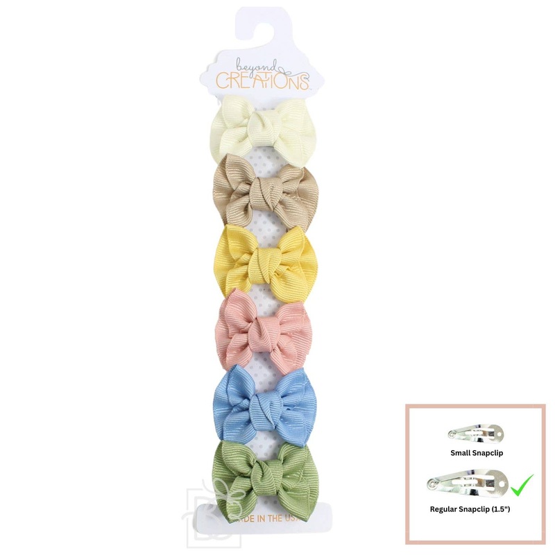 6 PACK – 2″ TODDLER ANNE BOW ON SNAP CLIP Muted