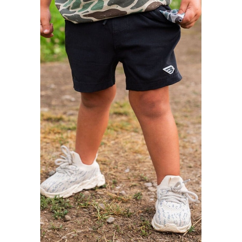 Burlebo Youth Athletic Short – Heather Black – Retro Duck Camo Liner 2T