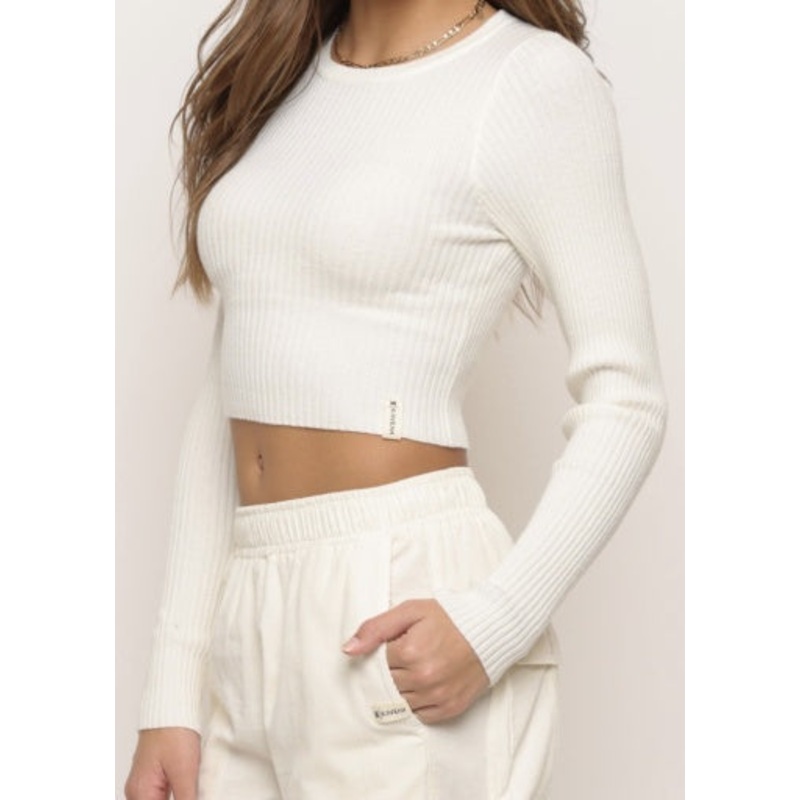 Kaveah Variegated Long Sleeve Sweater | Ecru Youth Small