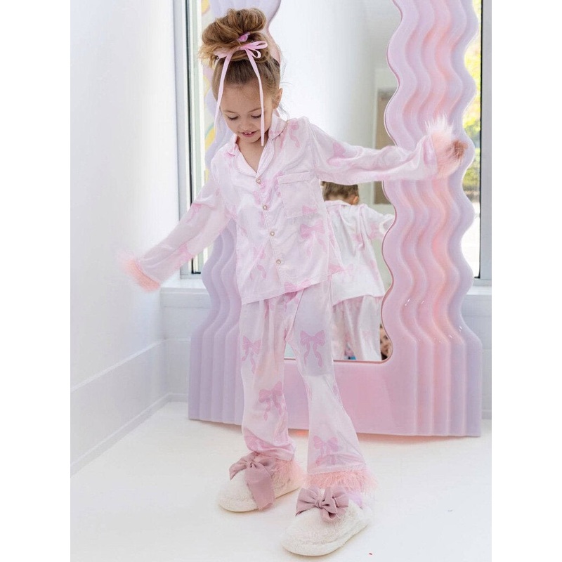 Lola + The Boys Pretty In Bows Silky Set 2T