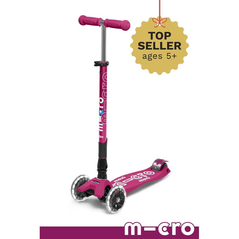 Micro Maxi Foldable LED Scooter Berry Red