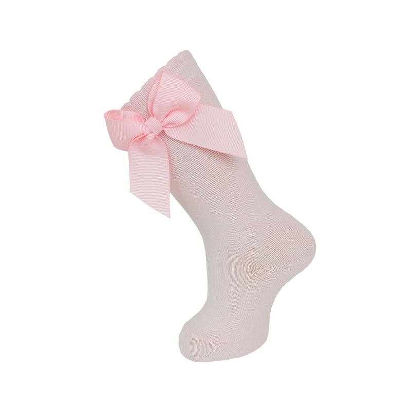 Knee Sock Grain/ Side Bow Pink 0