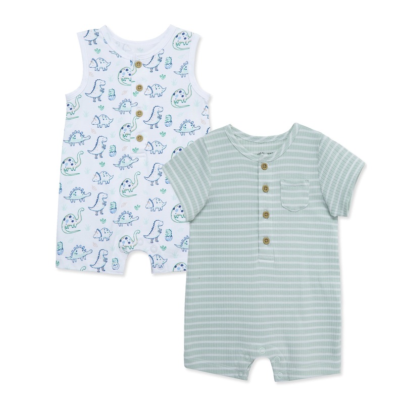 Little Me Dino Rompers (2-Pack) 0-3M