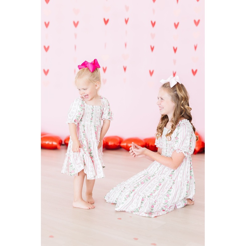 Mila & Rose Rosebud Bows Smocked Ruffle Dress 2T
