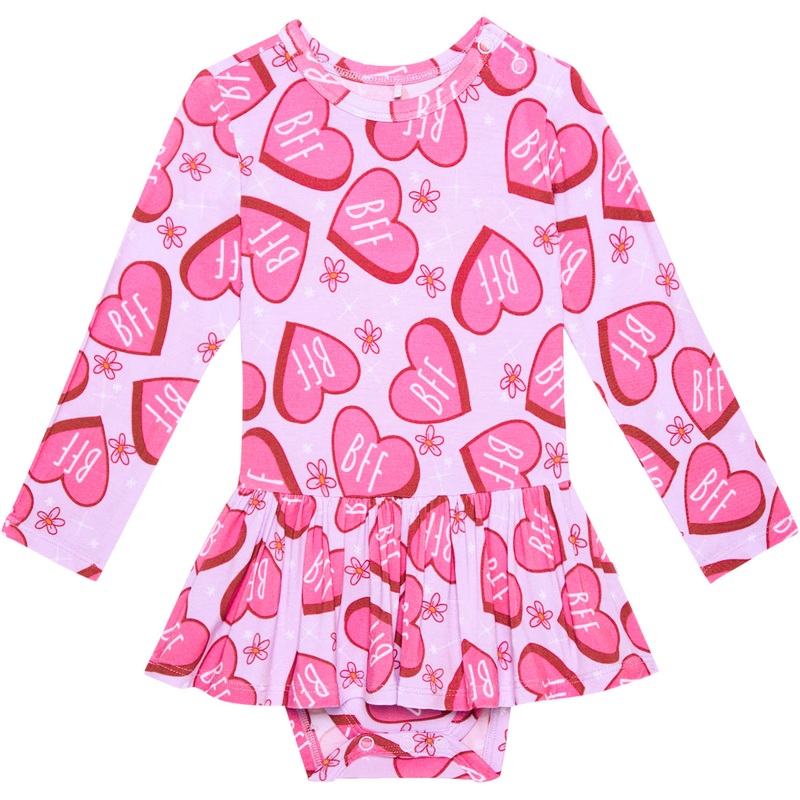 Posh Peanut Besties Long Sleeve Basic Twirl Skirt Bodysuit 18-24M