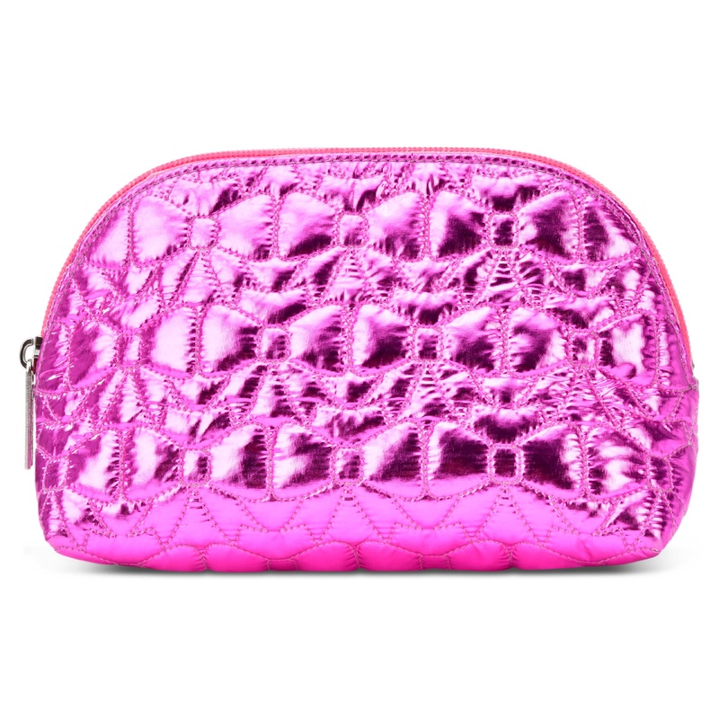 SHINING BOWS QUILTED OVAL COSMETIC BAG