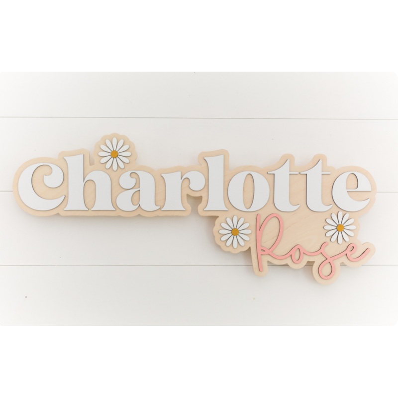 Sugar + Maple Personalized Bubble Wood Sign | Daisy 18″