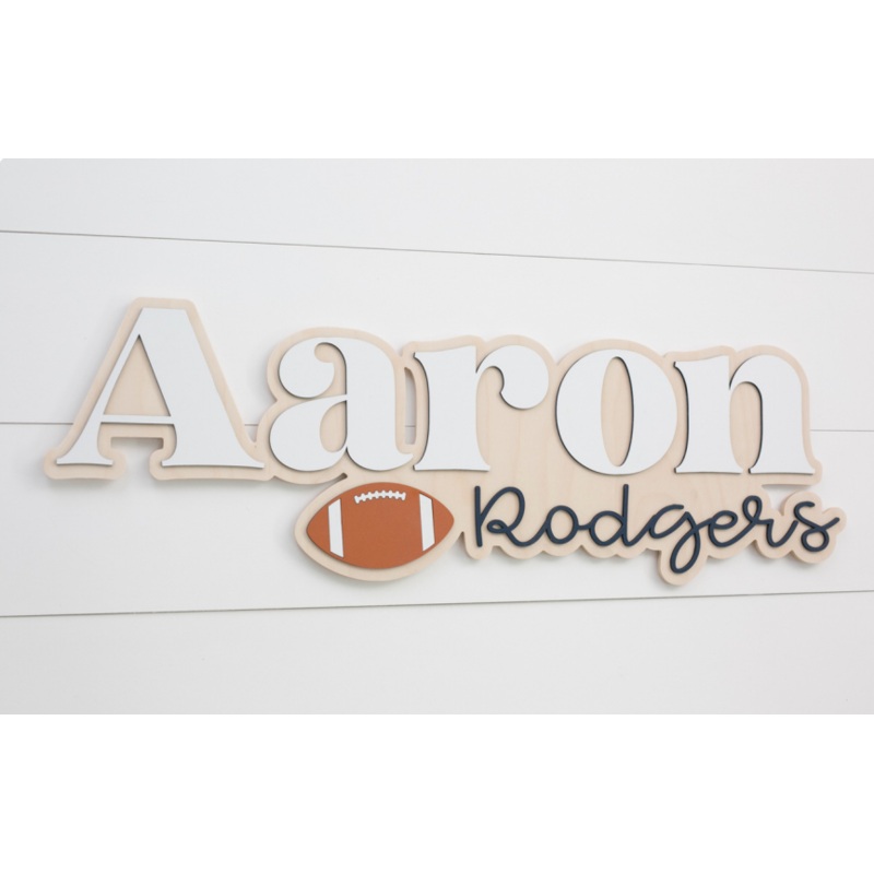 Sugar + Maple Personalized Bubble Wood Sign | Football 18″