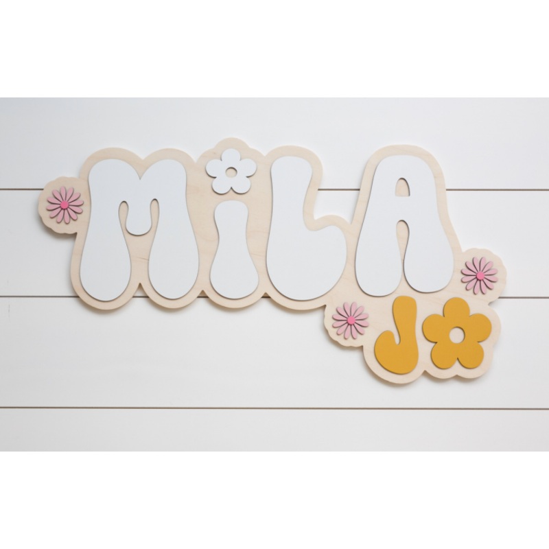 Sugar + Maple Personalized Bubble Wood Sign | Groovy 18″