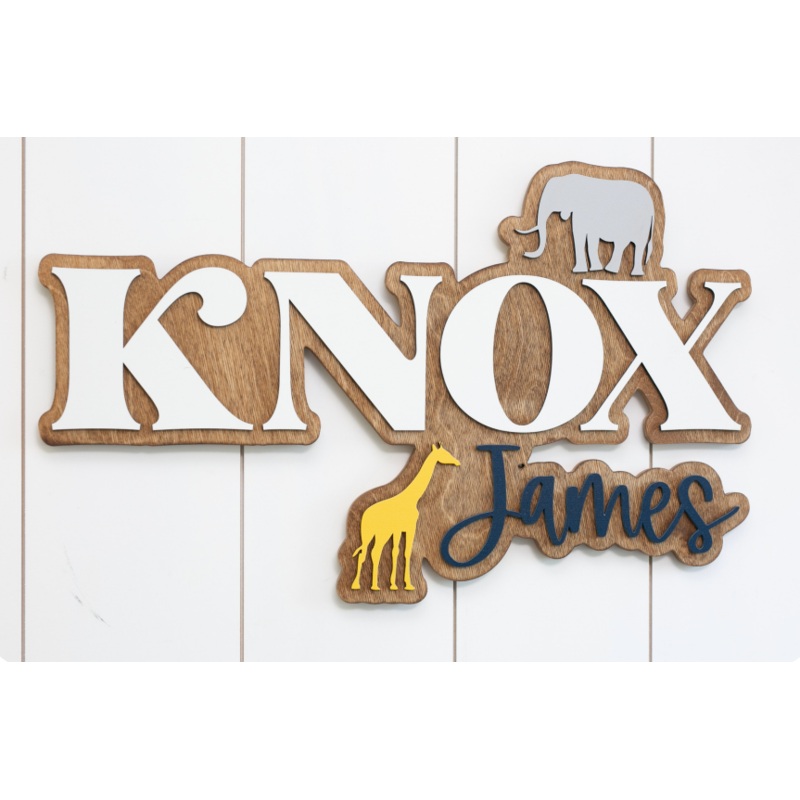Sugar + Maple Personalized Bubble Wood Sign | Safari 18″