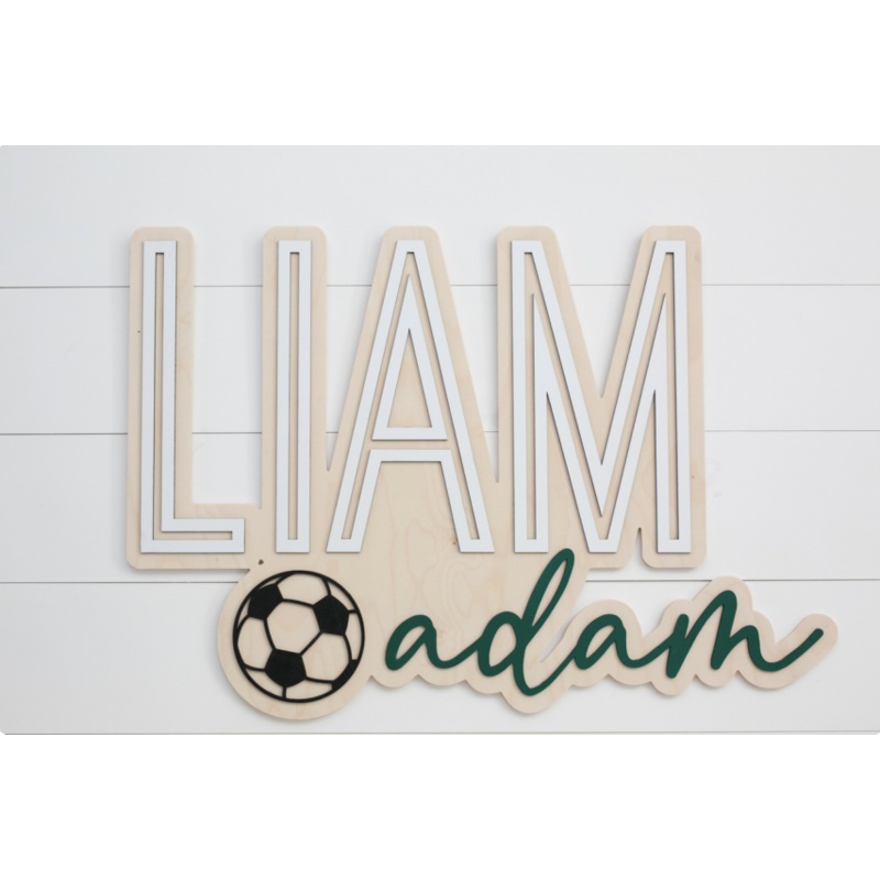 Sugar + Maple Personalized Bubble Wood Sign | Soccer 18″