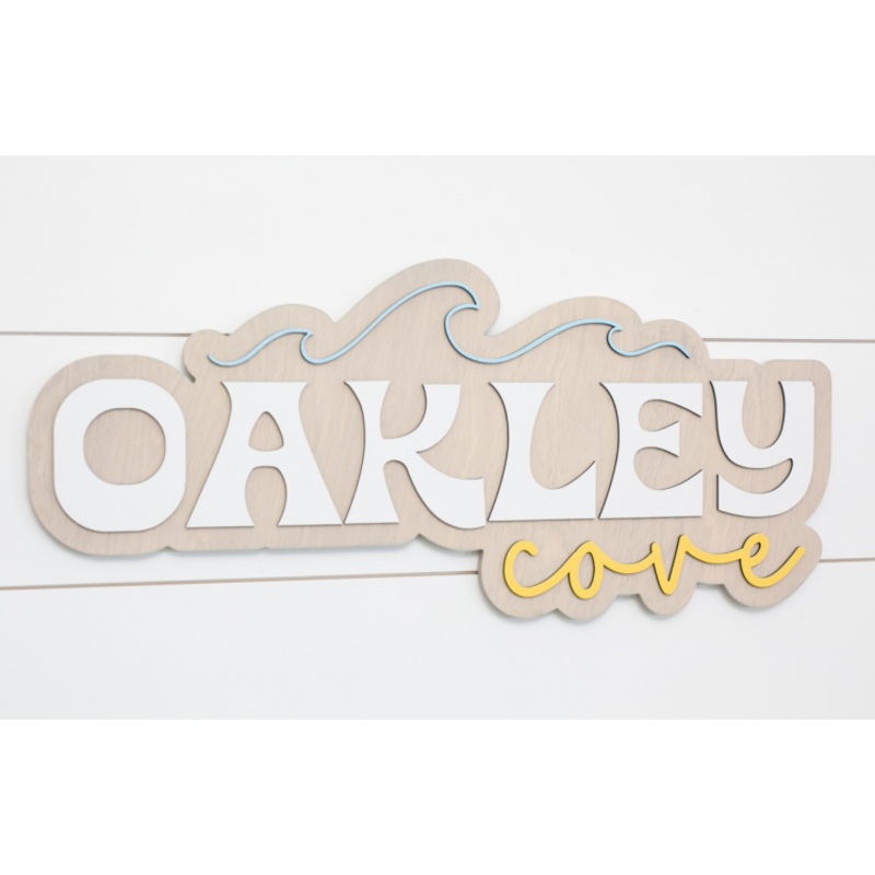 Sugar + Maple Personalized Bubble Wood Sign | Wave 18″