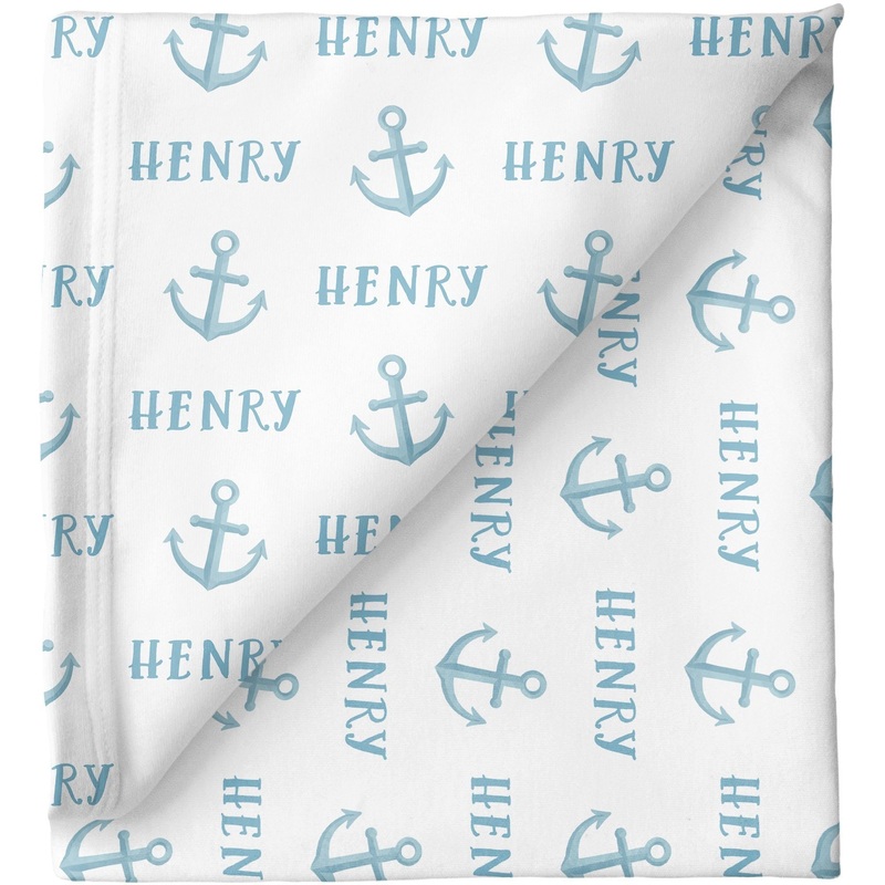 Sugar + Maple Personalized Stretchy Blanket | Anchor Blue