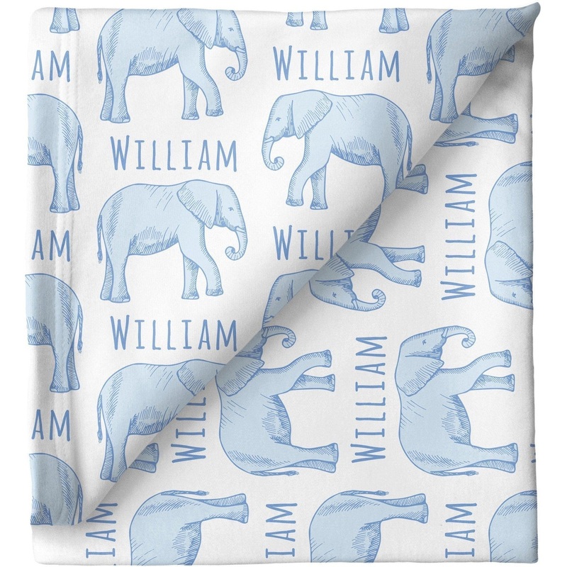 Sugar + Maple Personalized Stretchy Blanket | Elephant Blue