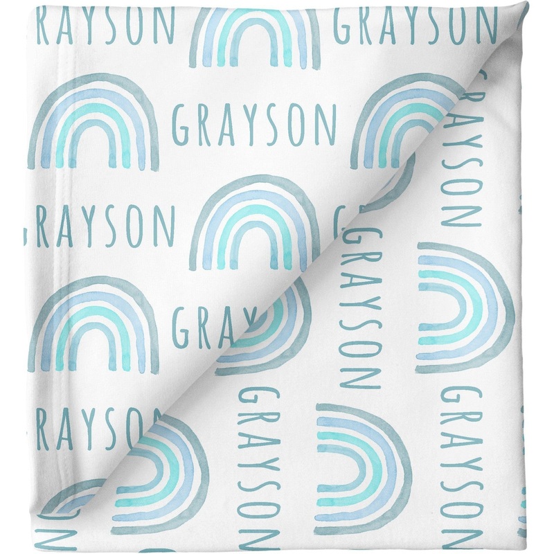 Sugar + Maple Personalized Stretchy Blanket | Rainbow Blue
