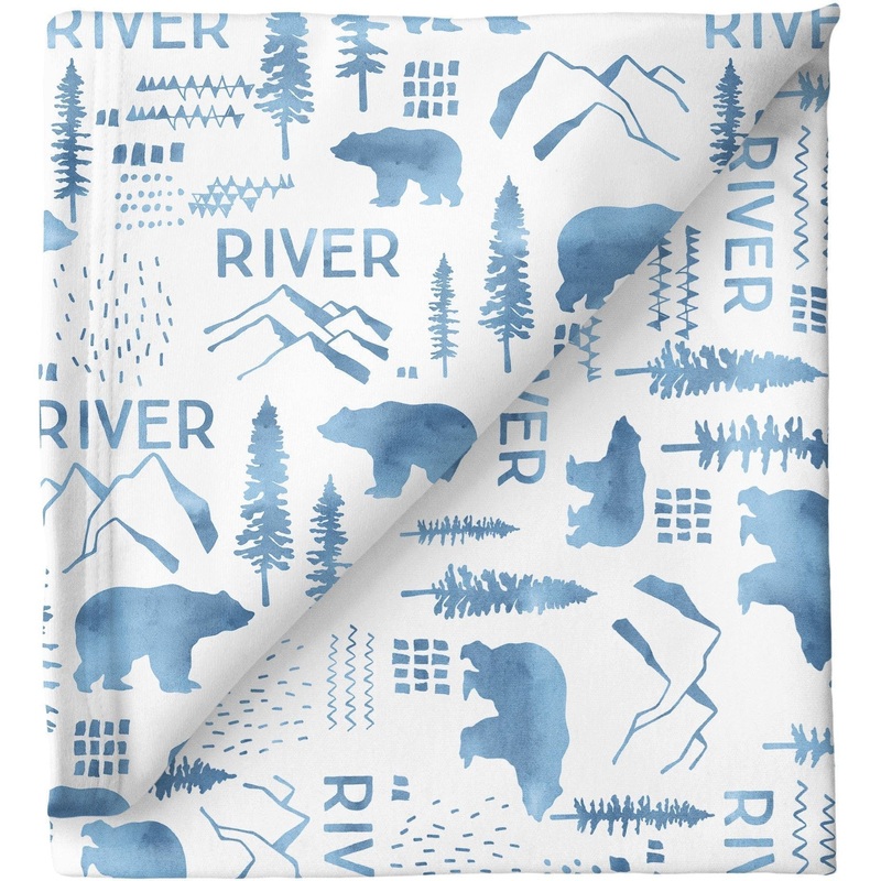 Sugar + Maple Personalized Stretchy Blanket | Woodland Blue