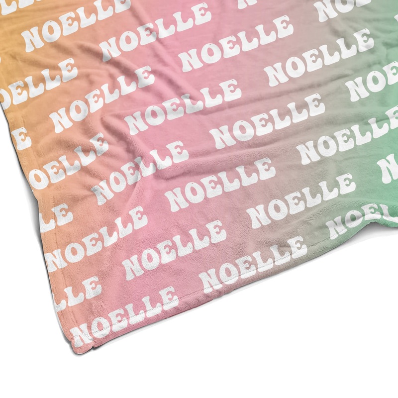Sugar + Maple Plush Minky Fleece Personalized Blanket | Seashell Ombre 30″ x 40″