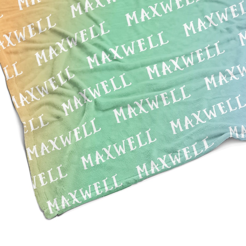 Sugar + Maple Plush Minky Fleece Personalized Blanket | Seaside Ombre 30″ x 40″