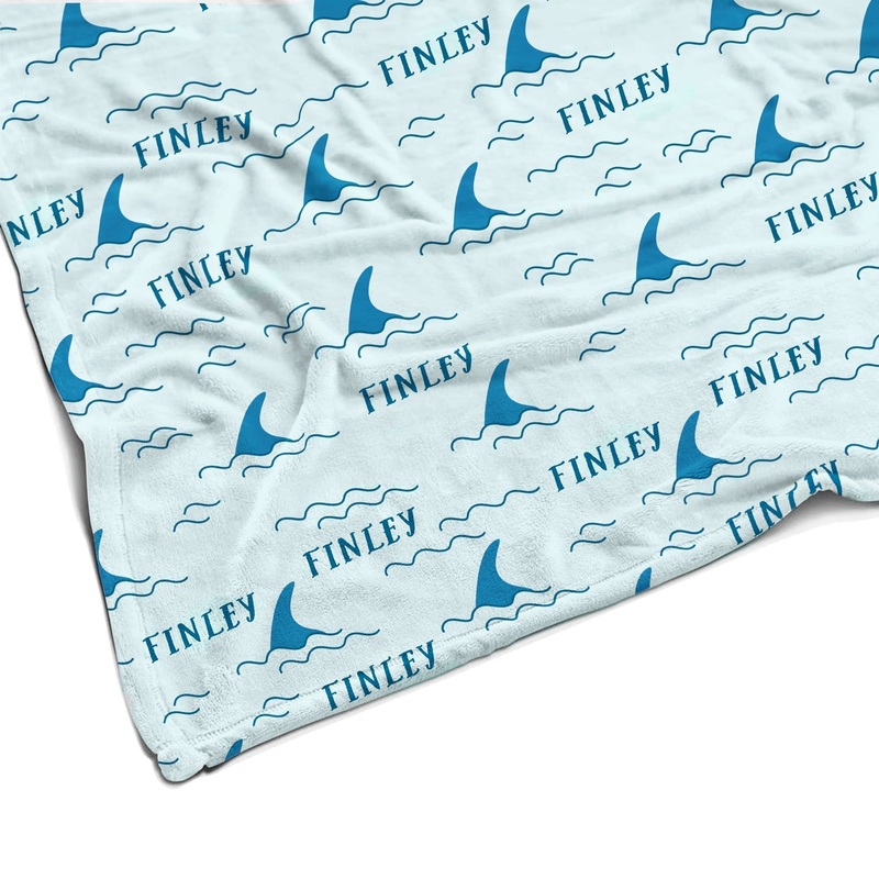 Sugar + Maple Plush Minky Fleece Personalized Blanket | Shark Fin 30″ x 40″