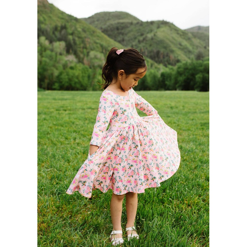 Emile Dress in Peach Bouquet 2T