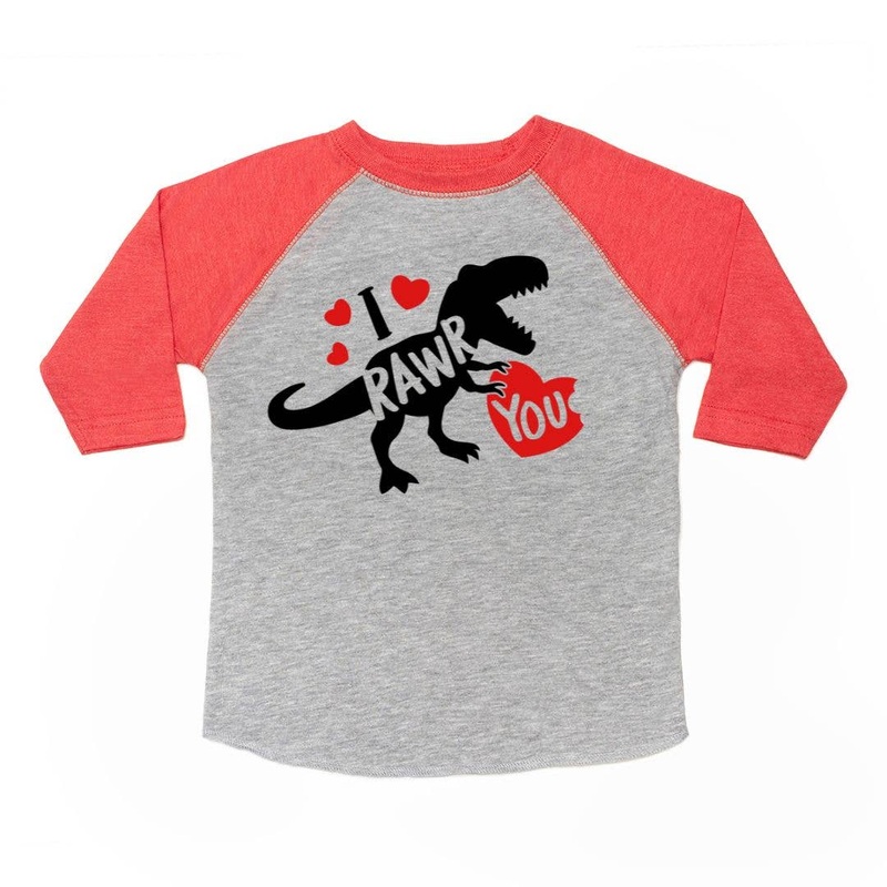 I Rawr You Valentine’s Day 3/4 Shirt – Boys Clothing 2T