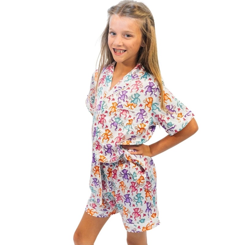 Jane Marie Kids BaNaNa’s Silky Satin Pajama Short Set S