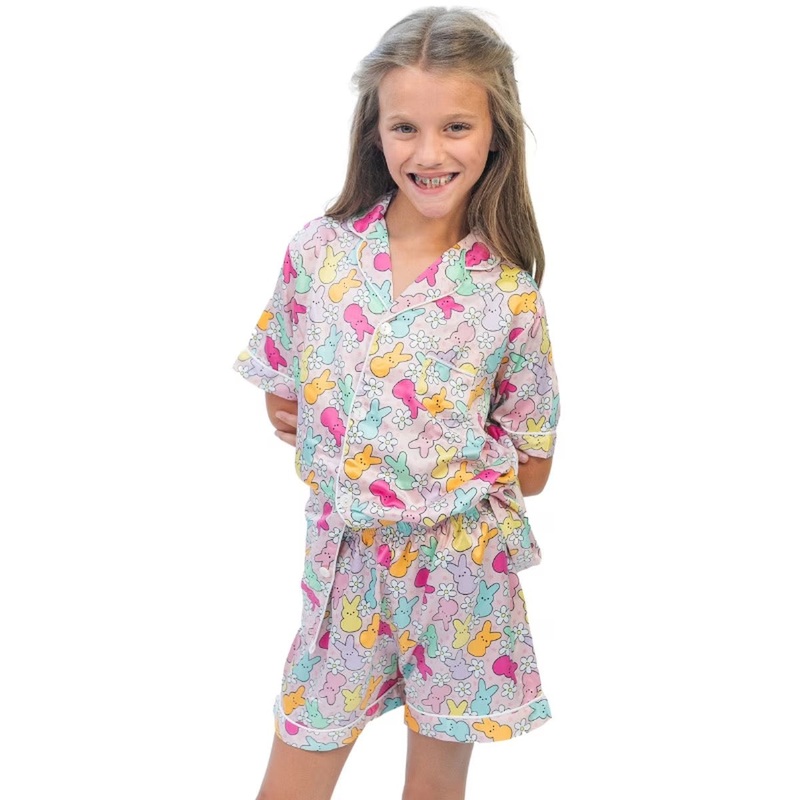 Jane Marie Kids Peep This Silky Satin Pajamas Short Set Youth Small