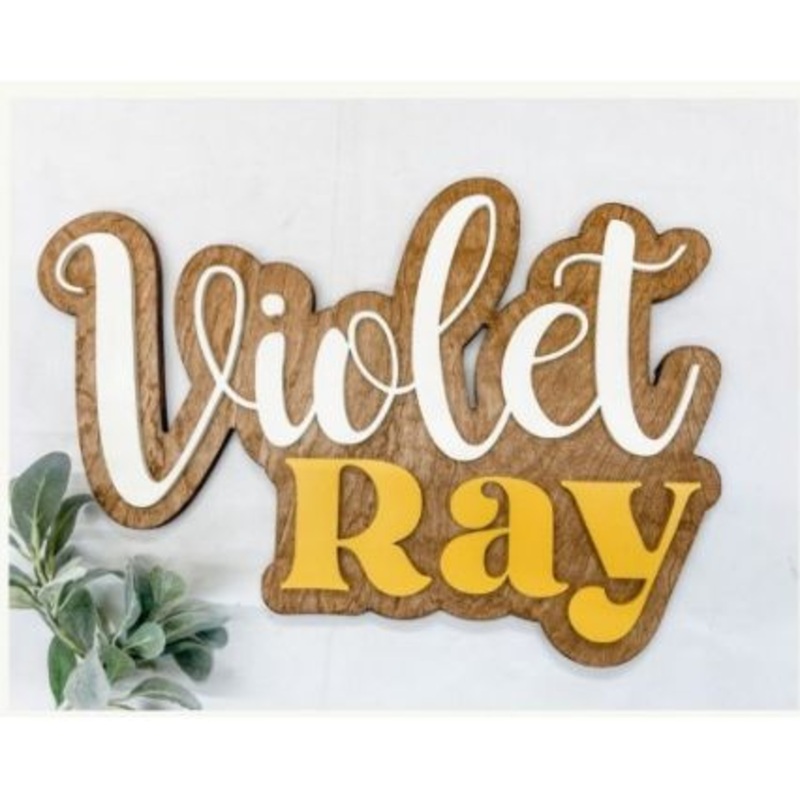 Sugar + Maple Personalized Bubble Wood Sign 18″