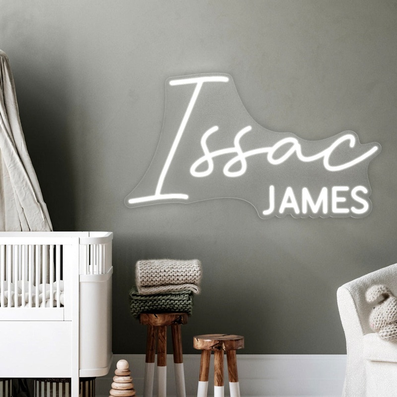 Sugar + Maple Personalized Neon Stacked Name Sign 18″