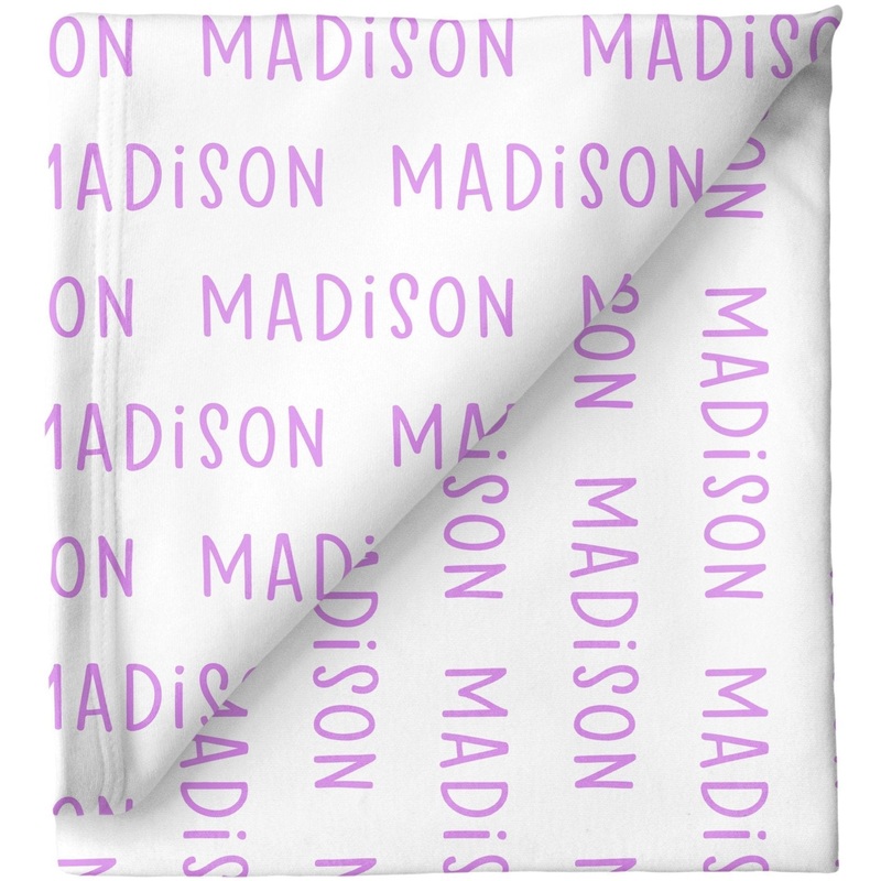 Sugar + Maple Personalized Stretchy Blanket | Repeating Name Color Background + White Text Classic