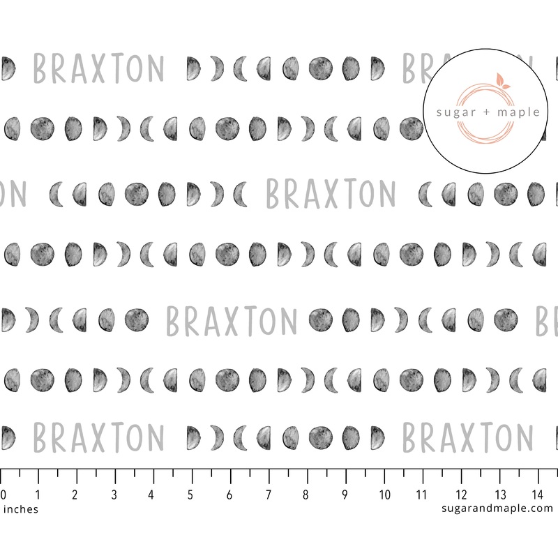 Sugar + Maple Plush Minky Fleece Personalized Blanket | Moon Phases 30″ x 40″