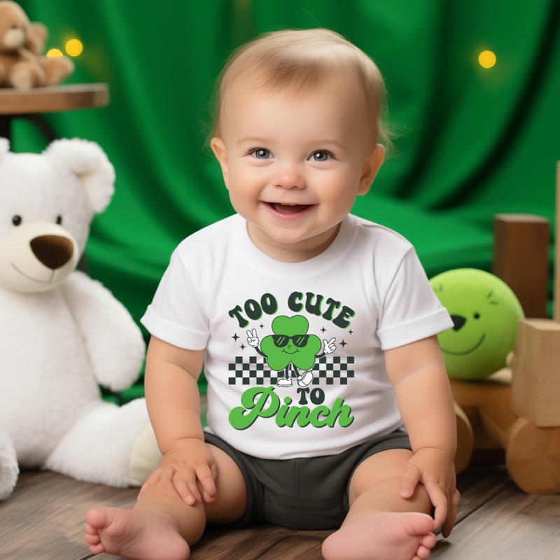 Too Cute to Pinch – Boys St Patricks Day Shirt: White 2T