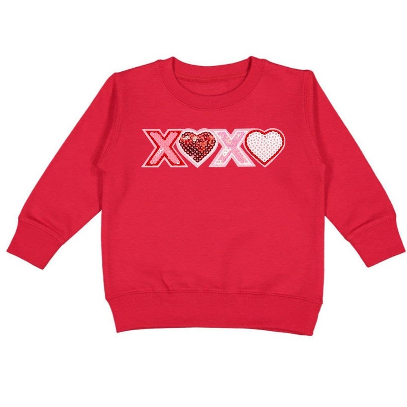 XOXO Sequin Patch Valentine’s Day Sweatshirt – Kids Crewneck 2T