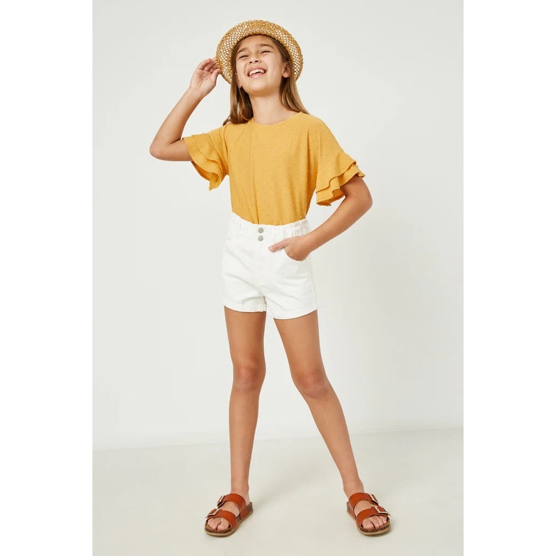 High Waist White Denim Shorts Youth Small