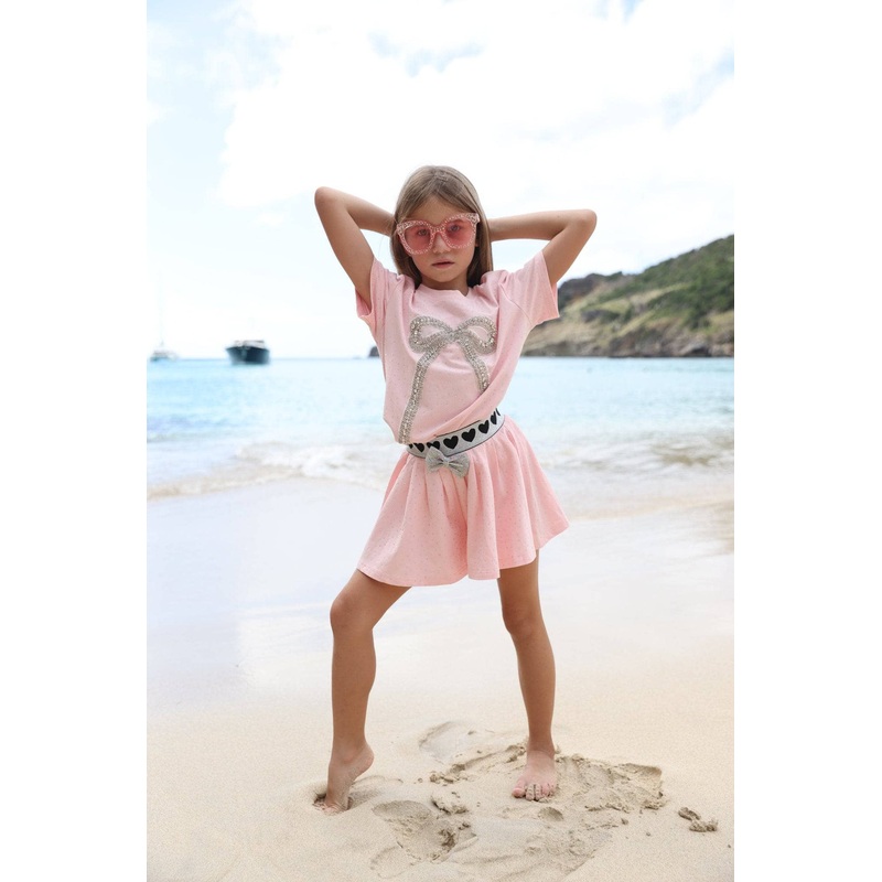 Lola + The Boys Crystal Pink Bow Short Set 2