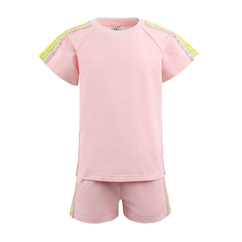 Lola + The Boys Pink Rainbow Stripe Short Set 2